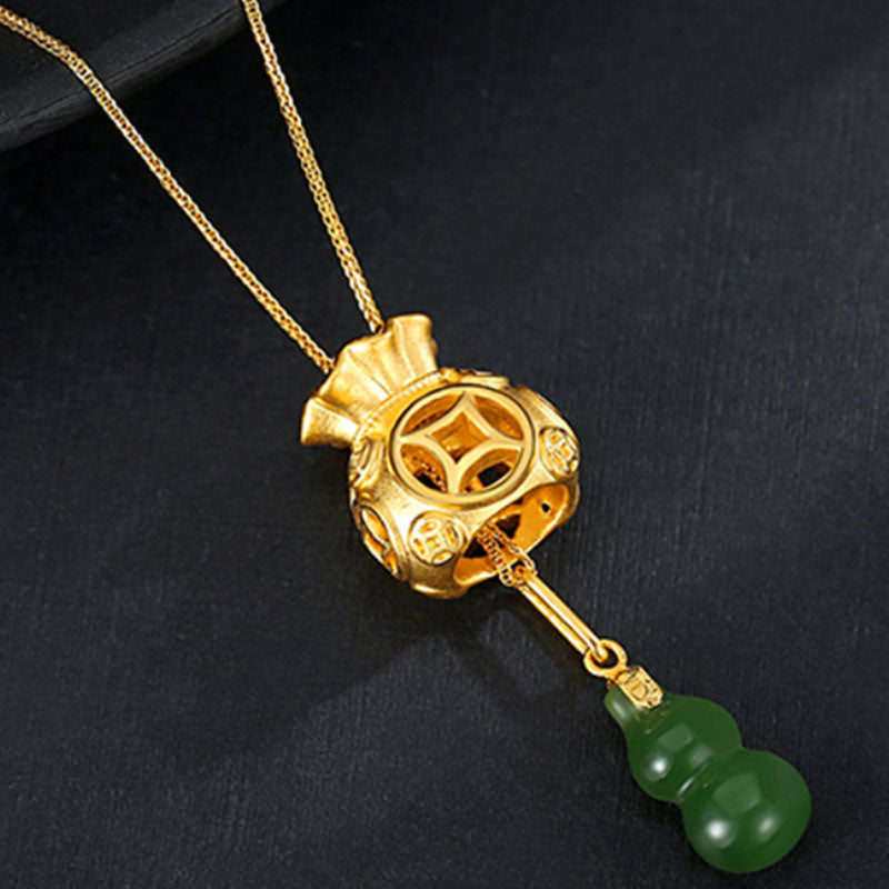 Feng Shui Aupiciou Gold Lucky Money Bag Inlaid with Jade Pendant Clavi –  ThePalaceDream