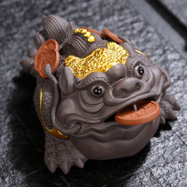 Handmade Purple Clay Golden Fengshui Money Frog Home Decoration - Bring Wealth and Good Luck to Your Home