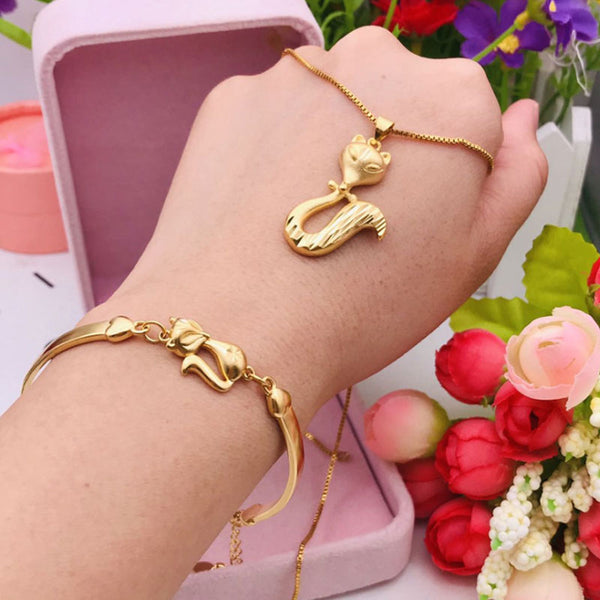 Feng Shui Love Enhencement Gold Plated Fox Two-piece Set Jewelry