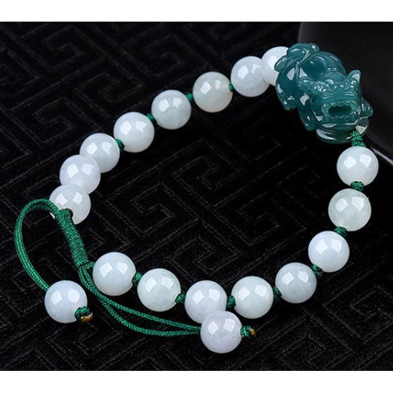 Authentic and natural Ice Jade Pixiu Adjustable Bracelet for Men and Women