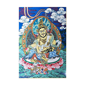Tibetan Buddhist Art, Brocade Craft Tibetan Thangka-Yellow Jambhala/God of Wealth