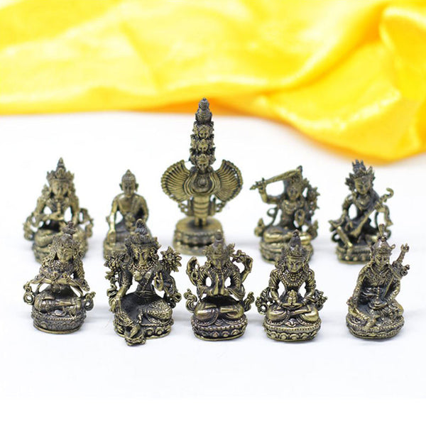 Hand-Carved Pocket Size Tibetan/Nepal Buddha Statue-Random 3pc Set, 3 Types Retro Handcarved Mini Brass Tibet Tantric Buddha Statue,Top Collection Figurine Amulet