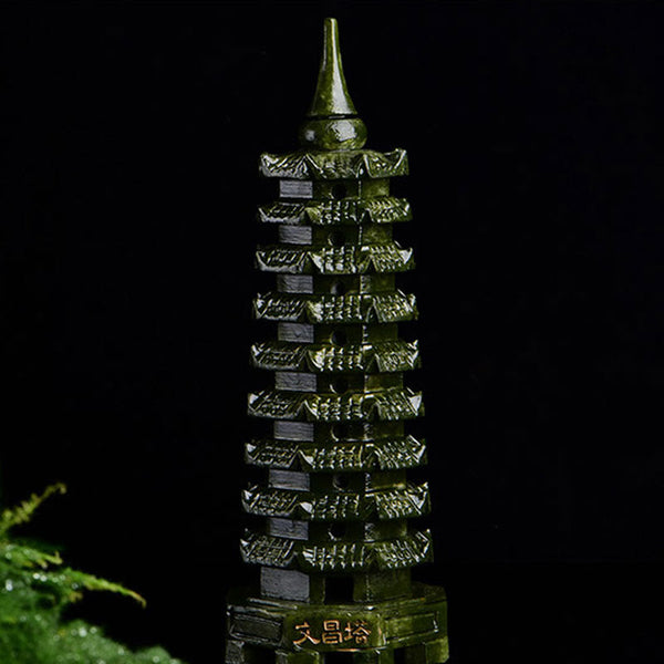 Jade Crystal Wenchang Tower Decoration - Enhance the Luck of Career Two Sizes Available