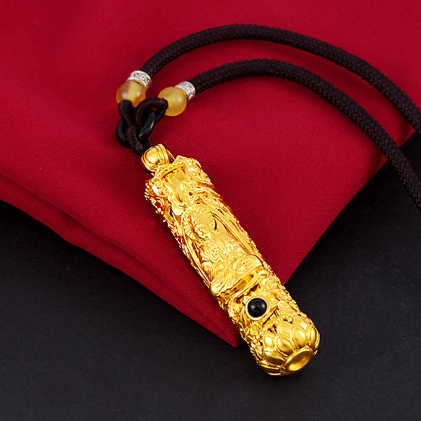 Feng Shui Sand Gold Zodiac and Buddha Amulet Pendant For Men