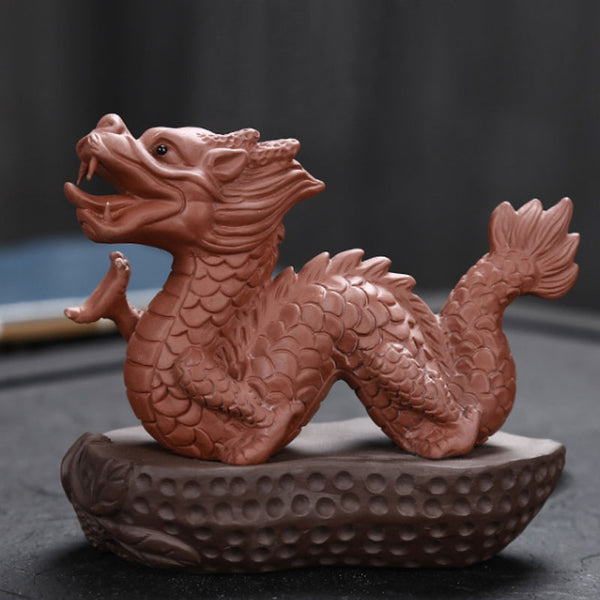 Purple Clay Dragon Feng Shui Home Decoration