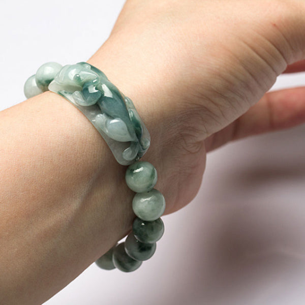 Feng Shui Authentic Natural Ice Jade Pixiu Bracelet For Men and Women