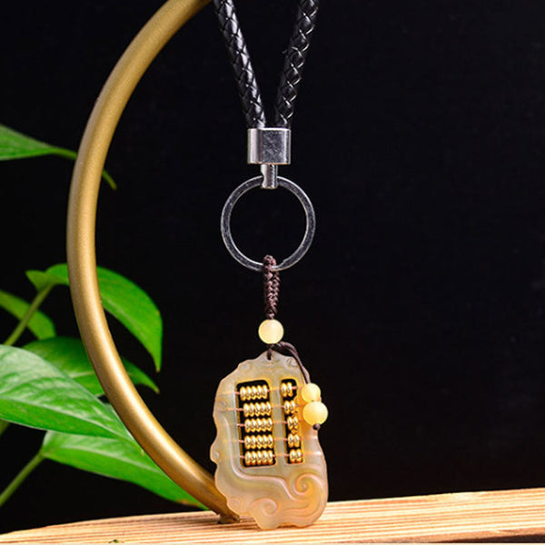 Natural Claw Horn Abacus Key Pendant