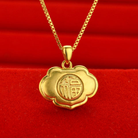 Feng Shui 24K Gold Plated Longevity Lock Pendant