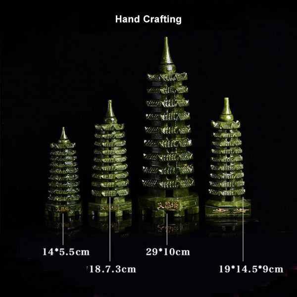 Jade Crystal Wenchang Tower Decoration - Enhance the Luck of Career Two Sizes Available