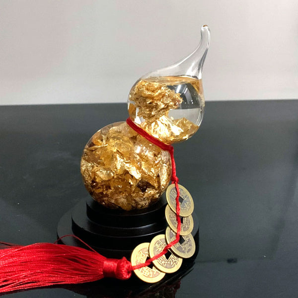 Handicraft Gourd with Floating 24K Goldleaf Inside for Home Decor