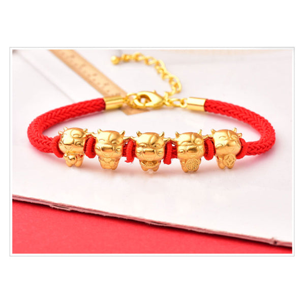 Ben Ming Nian Red String Zodiac Bracelet for the Year of the Ox for Female