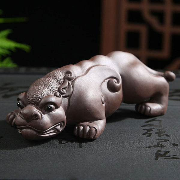 Handmade Puple Clay Wealth Pixiu Feng Shui Decoration, 4 Styles