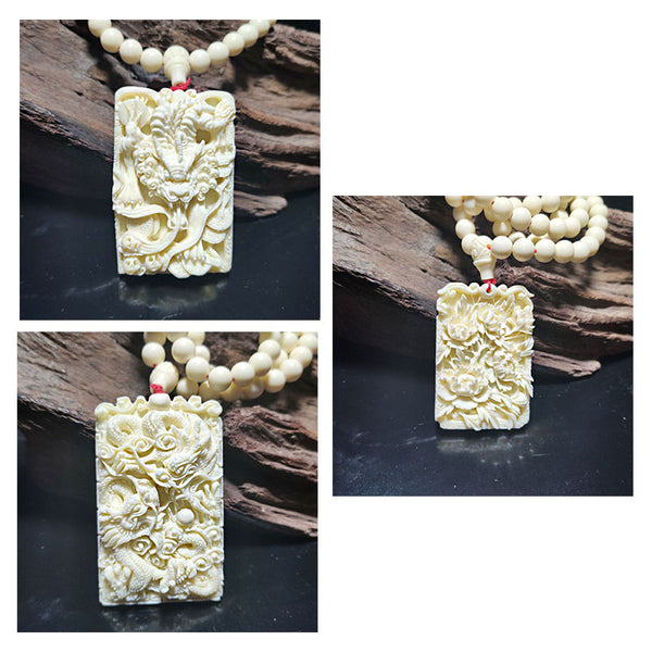 Double-sided carved three-dimensional Pixiu/Lotus/Dragon Bracelet With 108 Buddha Beads