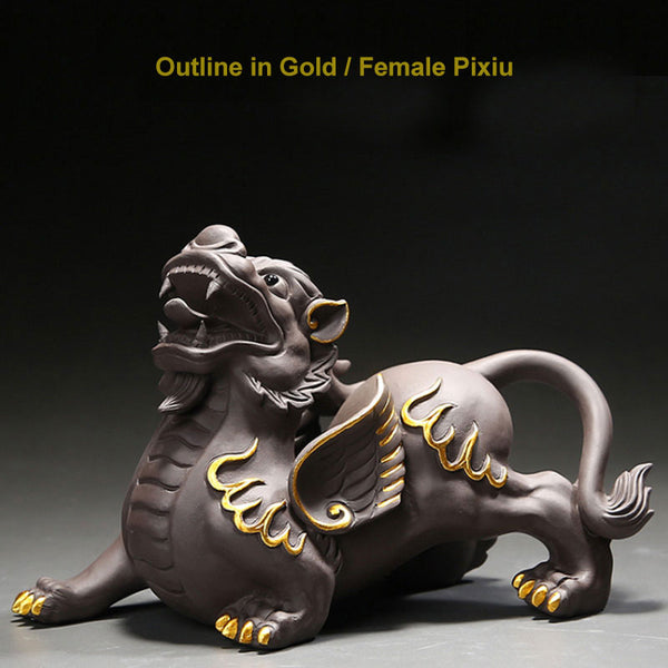 Handmade Gold Outline Pixiu (Male and Female) Home Decoration