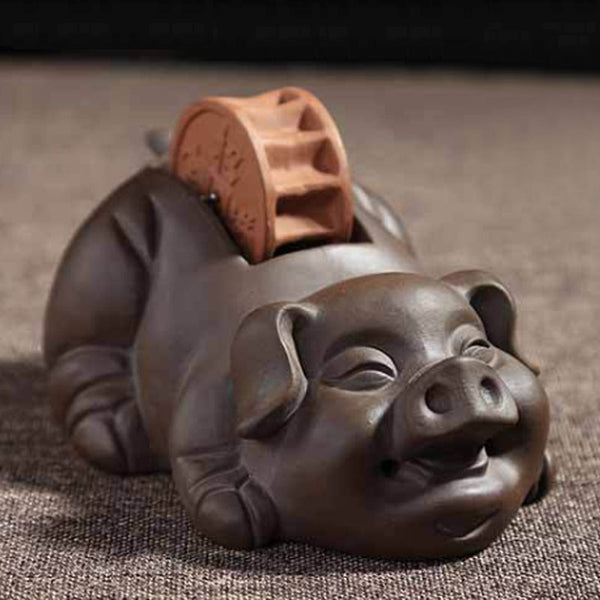 Handmade Lucky Little Monk, Golden Money Frog, Pig Purple Clay Decoration
