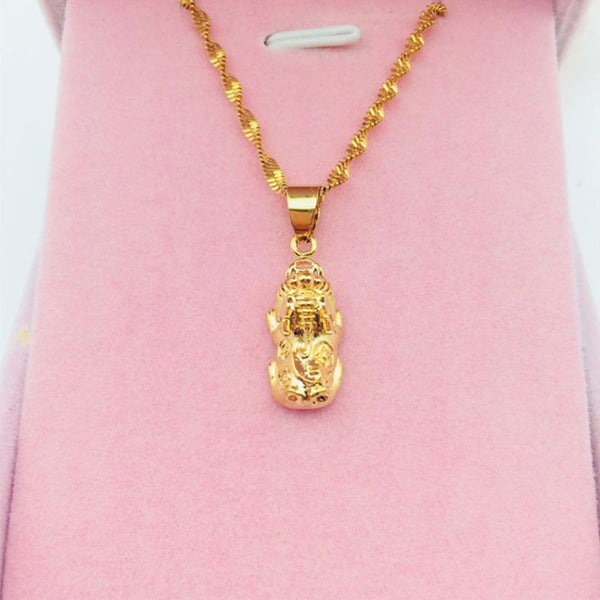 24K Gold Plated Pixiu Three-piece Set Feng Shui Jewelry