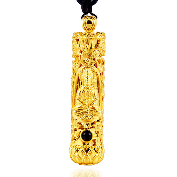 Feng Shui Sand Gold Zodiac and Buddha Amulet Pendant For Men