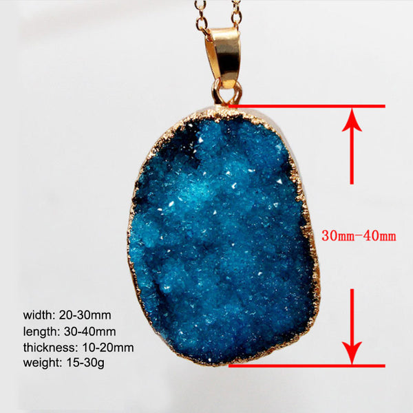 Energy Protection Non-treated Natural Blue Crystal Agate Rough Stone Pendant