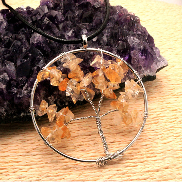 Money Tree Natural Crystal Seven Chakra Energy Neck Necklace