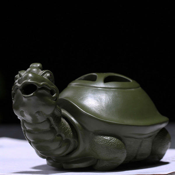 Green Clay Dragon Turtle Feng Shui Decoration