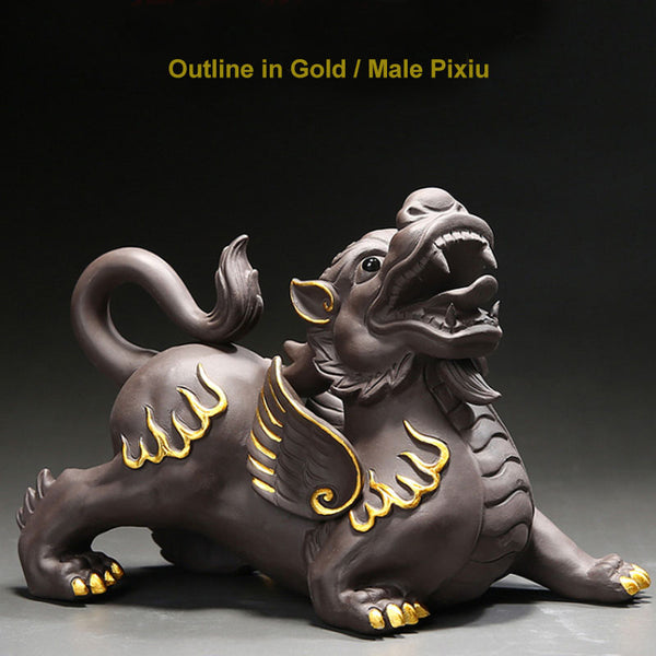 Handmade Gold Outline Pixiu (Male and Female) Home Decoration