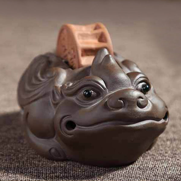 Handmade Lucky Little Monk, Golden Money Frog, Pig Purple Clay Decoration