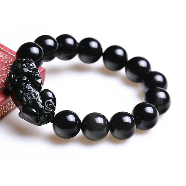 Fengshui Lucky and Wealth Natural Obsidian Pixiu Bracelet