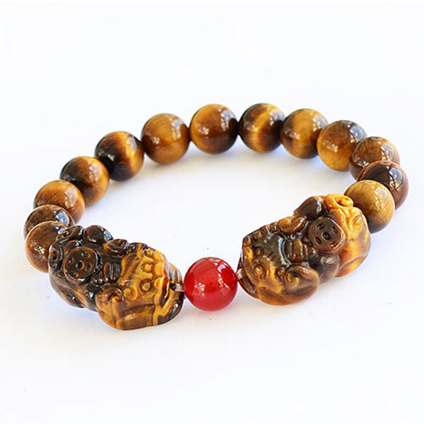 Fengshui Lucky and Wealth Natural Tiger Eye Pixiu Bracelet