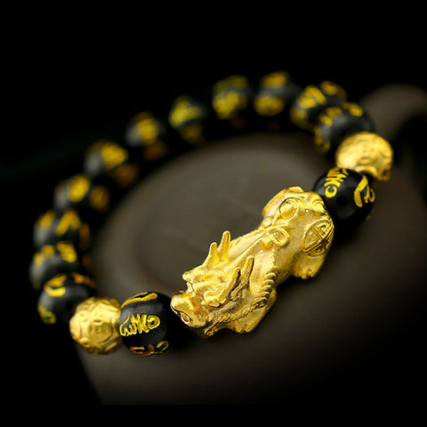 Customized Made Pure 999 Gold 3D Pixiu Feng Shui Bracelet