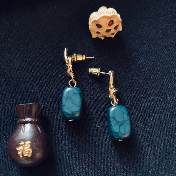 Feng Shui Aupicious Olivine Turquoise Earrings/ 2021 Lucky Blue