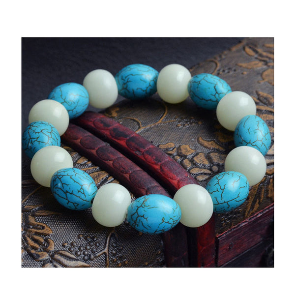 Feng Shui White Bodhi, Blue Turquoise Bracelet